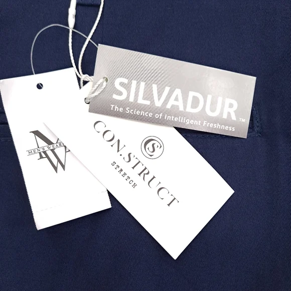 Con.Struct Men's Chino Pants Navy Blue Contrasting Waistband Stretch - Sz 48x30 - Picture 6 of 12